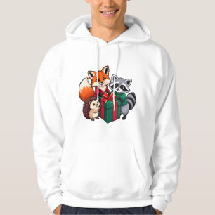 Weihnachts-Wald-Fuchs-Waschbär-Geschenk-Design Hoodie