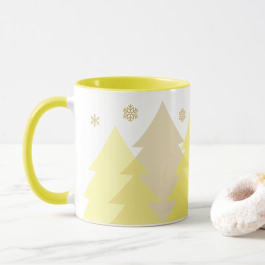Weihnachts-Waldlandschaft-Kaffeetasse Tasse (Mit Donut)