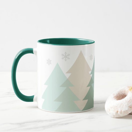 Weihnachts-Waldlandschaft-Kaffeetasse Tasse (Mit Donut)