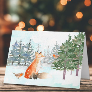 Weihnachts-Waldtiere Aquarell Karte