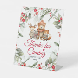 Weihnachts-Waldtiere Dank für das kommende Zeichen Sockelschild