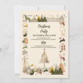 Weihnachts-Waldtiere & Gemütliches Party Einladung (Vorderseite)