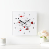 Weihnachts-Wall-Uhr glückliche Familienbären Quadratische Wanduhr (Zuhause)