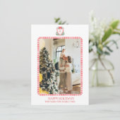 Weihnachts-Wappen Monogram-Foto Grandmillennial Feiertagskarte (Stehend Vorderseite)