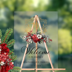 Weihnachts-Wappen Monogram Hochzeit Begrüßung Acrylschild