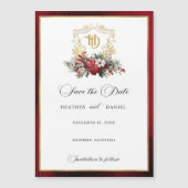 Weihnachts-Wappen Monogram Wedding Save the Date Magneteinladung (Vorderseite)