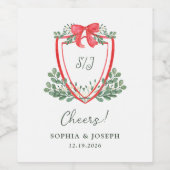 Weihnachts-Wappen | Whimsical Holiday Wedding Weinetikett (Einzelnes Label)