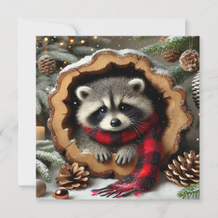 Weihnachts-Waschbär-Grußkarte Feiertagskarte
