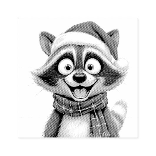 Weihnachts-Waschbär Gummistempel (Prägung)