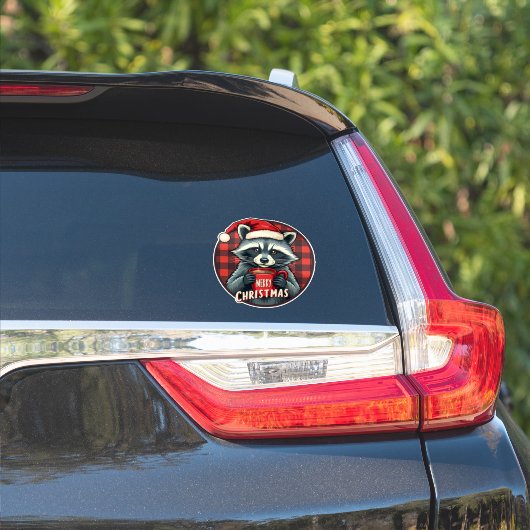 Weihnachts-Waschbär-Kakao-Freude Aufkleber (Auto Seite)