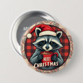 Weihnachts-Waschbär-Kakao-Freude Button (Vorne & Hinten)