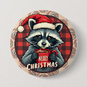 Weihnachts-Waschbär-Kakao-Freude Button (Vorderseite)