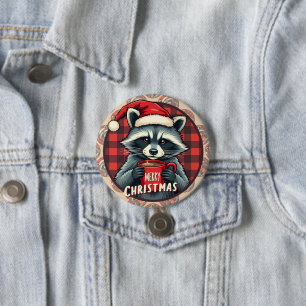 Weihnachts-Waschbär-Kakao-Freude Button