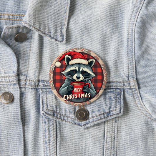 Weihnachts-Waschbär-Kakao-Freude Button (Beispiel)