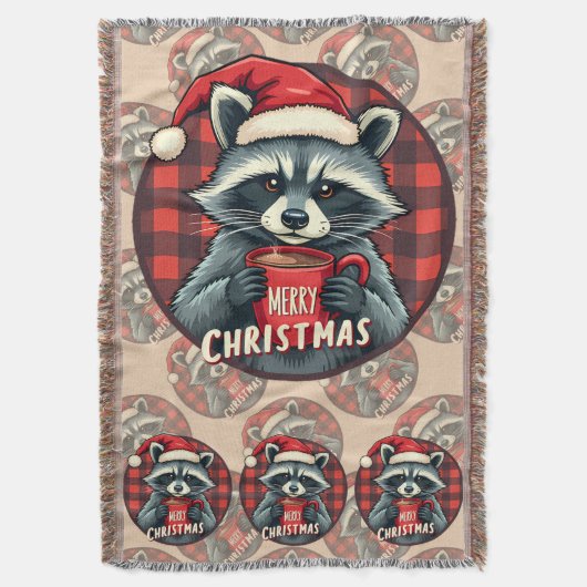 Weihnachts-Waschbär-Kakao-Freude Decke (Vorderseite Vertikal)