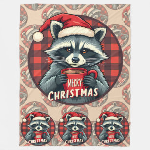 Weihnachts-Waschbär-Kakao-Freude Fleecedecke