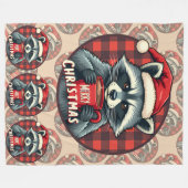 Weihnachts-Waschbär-Kakao-Freude Fleecedecke (Vorderseite (Horizontal))