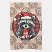 Weihnachts-Waschbär-Kakao-Freude Geschirrtuch (Vertikal)