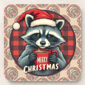 Weihnachts-Waschbär-Kakao-Freude Getränkeuntersetzer (Vorderseite)