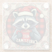 Weihnachts-Waschbär-Kakao-Freude Glasuntersetzer (Rückseite)