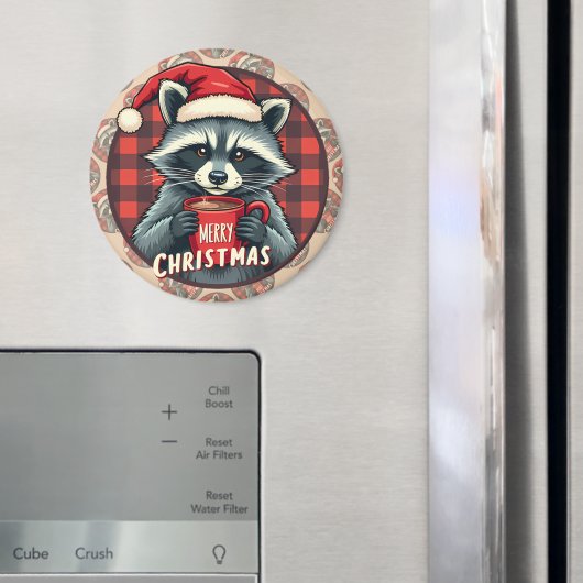 Weihnachts-Waschbär-Kakao-Freude Magnet (In Situ (Kühlschrank))