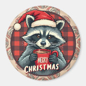 Weihnachts-Waschbär-Kakao-Freude Magnet (Vorne)