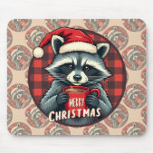 Weihnachts-Waschbär-Kakao-Freude Mousepad (Vorne)