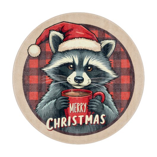 Weihnachts-Waschbär-Kakao-Freude Schneidebrett (Vorderseite)