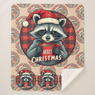 Weihnachts-Waschbär-Kakao-Freude Sherpadecke