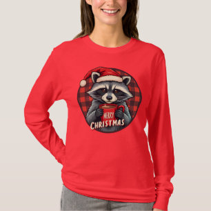 Weihnachts-Waschbär-Kakao-Freude T-Shirt