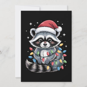 Weihnachts-Waschbär-Santa-Hut-Lichterkette Winter Einladung