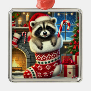 Weihnachts-Waschbär-Schmuck Ornament Aus Metall