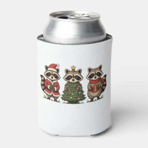 Weihnachts-Waschbären-Santa-Anzug-Baum-Zuckerstang Dosenkühler