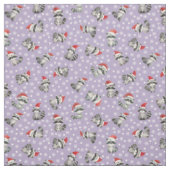 Weihnachts-Waschbären & Schneeflocken auf Helllila Stoff (Muster)