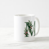 Weihnachts-Wasserfarbe-Botanisches Monogramm Buchs Kaffeetasse (VorderseiteRechts)