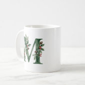 Weihnachts-Wasserfarbe-Botanisches Monogramm Buchs Kaffeetasse (Vorderseite Links)