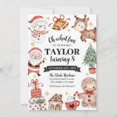 Weihnachts Wasserfarbe Geburtstagsparty Einladung (Vorderseite)