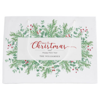 Weihnachts-Wasserfarbe-Grün-Geschenktasche Große Geschenktüte