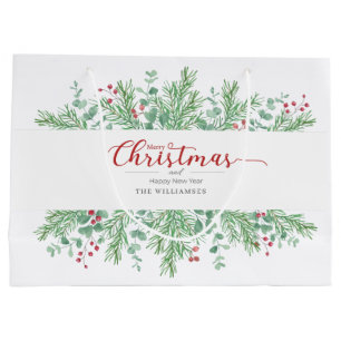 Weihnachts-Wasserfarbe-Grün-Geschenktasche Große Geschenktüte
