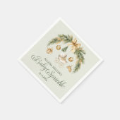 Weihnachts-Wasserfarbe-Grün Winter-Baby-Sprinkle Serviette (Ecke)