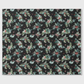 Weihnachts-Wasserfarbe Holly Berries Branchentag Geschenkpapier (Flach)