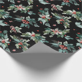 Weihnachts-Wasserfarbe Holly Berries Branchentag Geschenkpapier (Ecke)