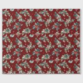 Weihnachts-Wasserfarbe Holly Berries Branchentag Geschenkpapier (Flach)