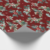 Weihnachts-Wasserfarbe Holly Berries Branchentag Geschenkpapier (Ecke)
