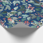 Weihnachts-Wasserfarbe Holly Berries Branchentag Geschenkpapier (Ecke)