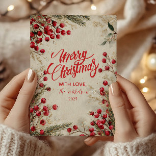 Weihnachts-Wasserfarbe Rot und Weiß Feiertagskarte