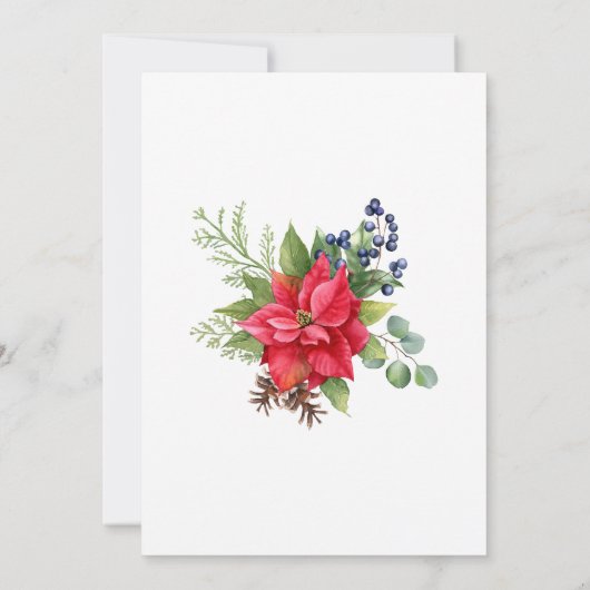 Weihnachts Wasserfarbe Rote Berries Hochzeit Einladung (Rückseite)