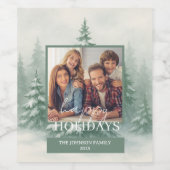 Weihnachts-Wasserfarbe-Schnee-Bedeckt-Benutzerdefi Weinetikett (Einzelnes Label)
