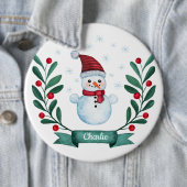 Weihnachts Wasserfarbe Snowman Custom Button (Beispiel)