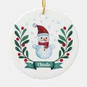 Weihnachts Wasserfarbe Snowman Custom Keramik Ornament (Vorne)